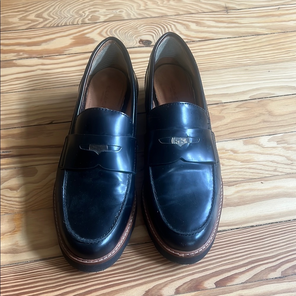 Coach Black Leather Loafers Timeless Slip-Ons